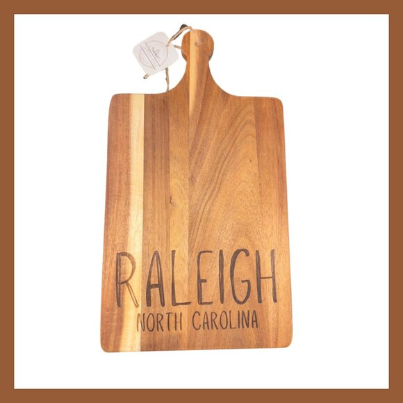 Raleigh North Carolina Engraved Wood Serving Board NC Home Decor 16"x9" - Picture 1 of 4